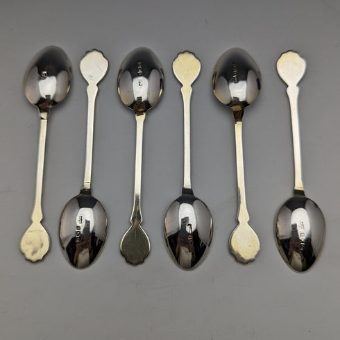 1938年 英国ヴィンテージ エナメル装飾 純銀製ティースプーン6本セット ケース入り MAPPIN and WEBB